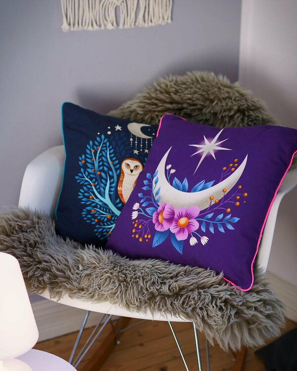 Canvas en coton bio panneaux "Midnight - Dream On" (noir/violet/bleu) de ALBSTOFFE