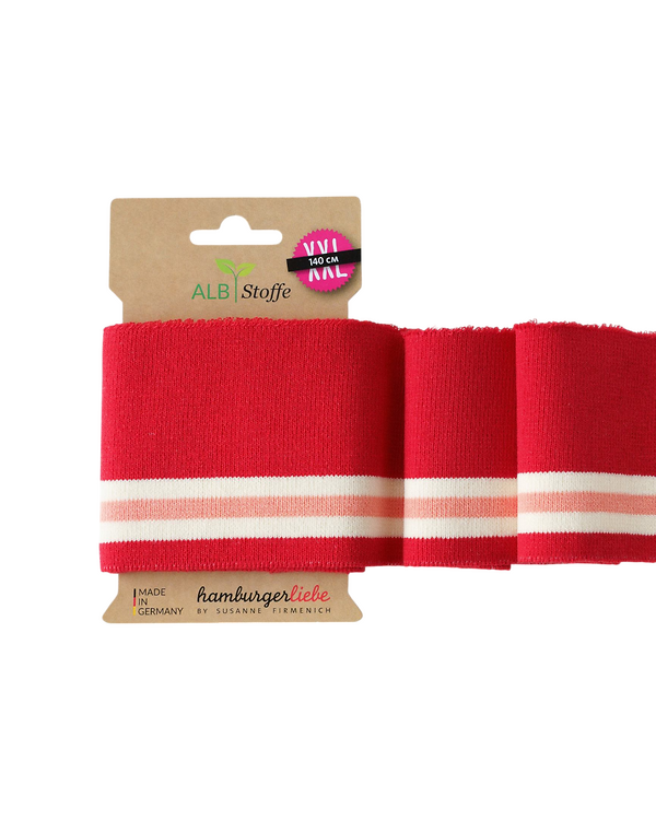 Bord-côte/ceinture de pantalon "Cuff ME" (rouge-blanc/saumon clair) de ALBSTOFFE
