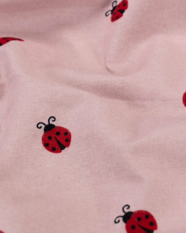 Flanelle coton "Coccinelle" (vieux rose-rouge)