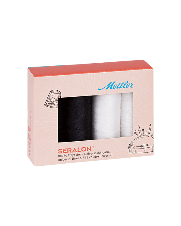 Mettler - Set de fils coudre SERALON 200m "Lot de 4" (noir/blanc)