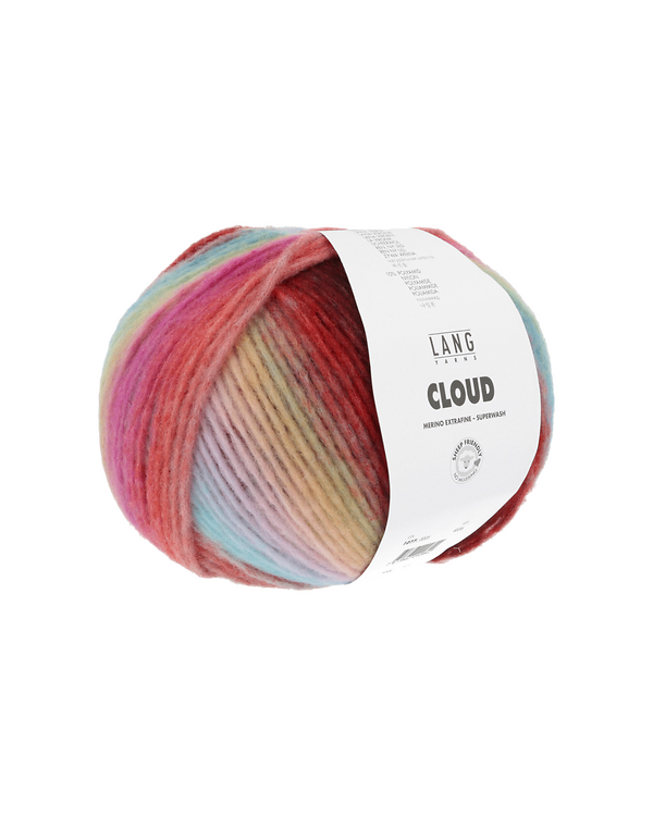 LANG Yarns CLOUD - laine mérinos superwash (0005/bordeaux/vert/bleu)