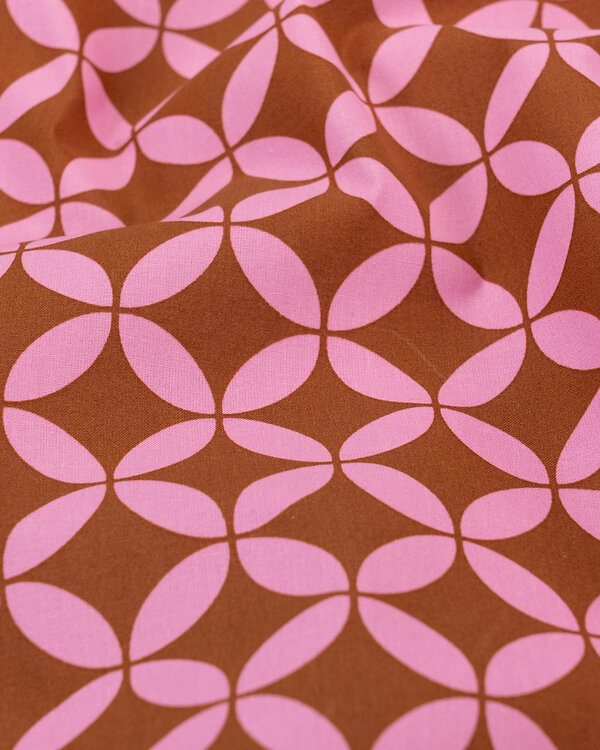 Toile cirée - coton enduit "Nova Retro Fleurie" (brun rouille-rose)