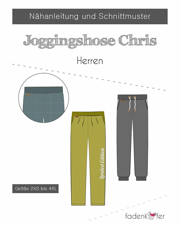 Patron - Pantalon de survêtement pour hommes "Chris"  (2XS-4XL) de fadenkäfer