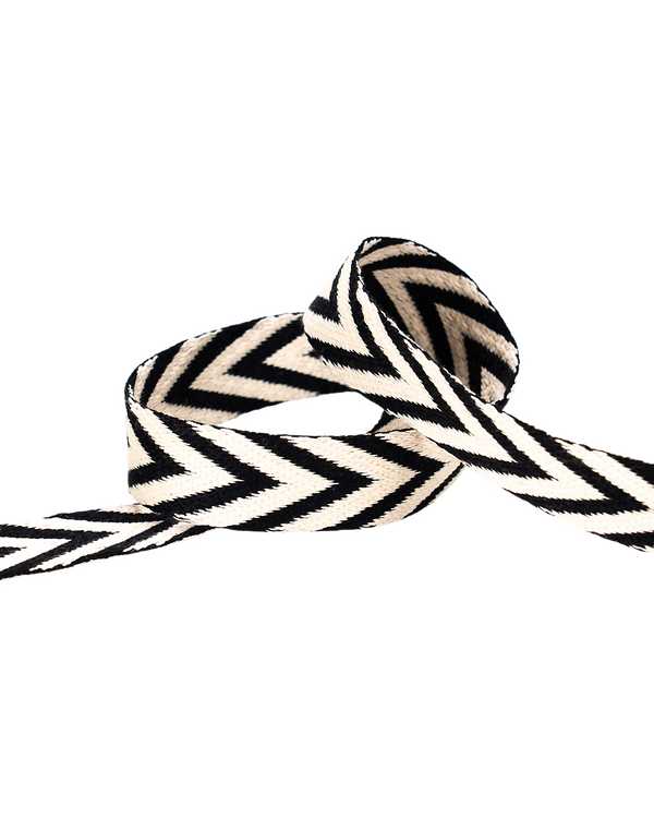 Sangle "Chevron" 25 mm (écru-noir)