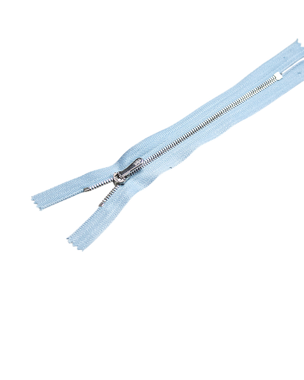 Fermeture à glissière pour pantalons non sép. "Metal 4" 12/16/18/20 cm (bleu clair/argenté) de riri