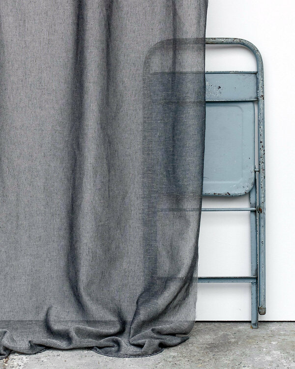 Tissu rideau coton/lin "Recyclé - Ardèche" (noir/lin)