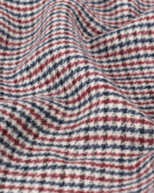 Tissu manteau double face en mélange de laine "Pied-de-poule" (bordeaux/offwhite/bleu foncé)