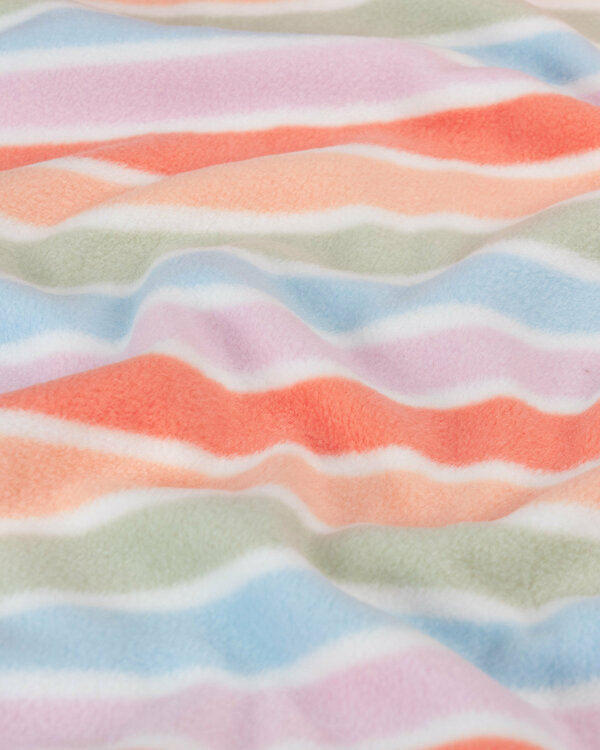 Tissu polaire "rayes" (blanc-bleu clair/menthe/orange)