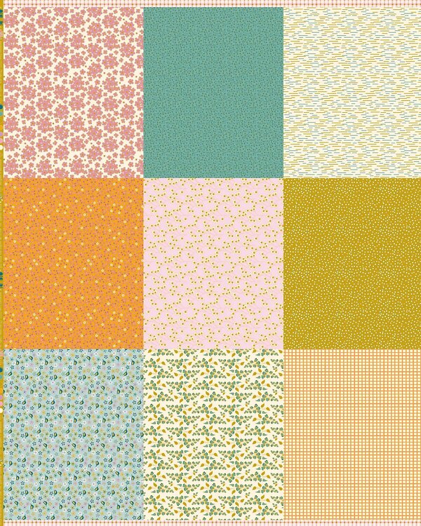 Panneau coton - All in One "Sweet June" (turquoise/crème/rose/orange) de la blu