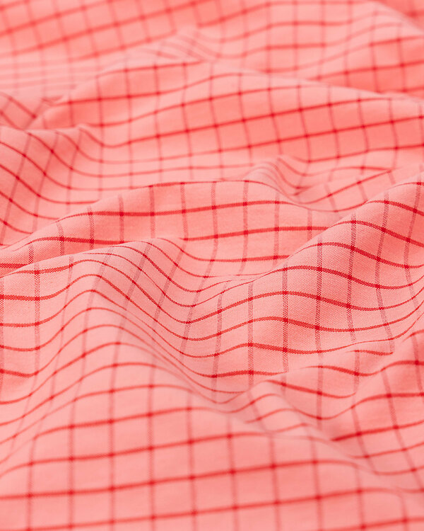 Seersucker coton bio "Carreaux grille" (rose bonbon/rouge)
