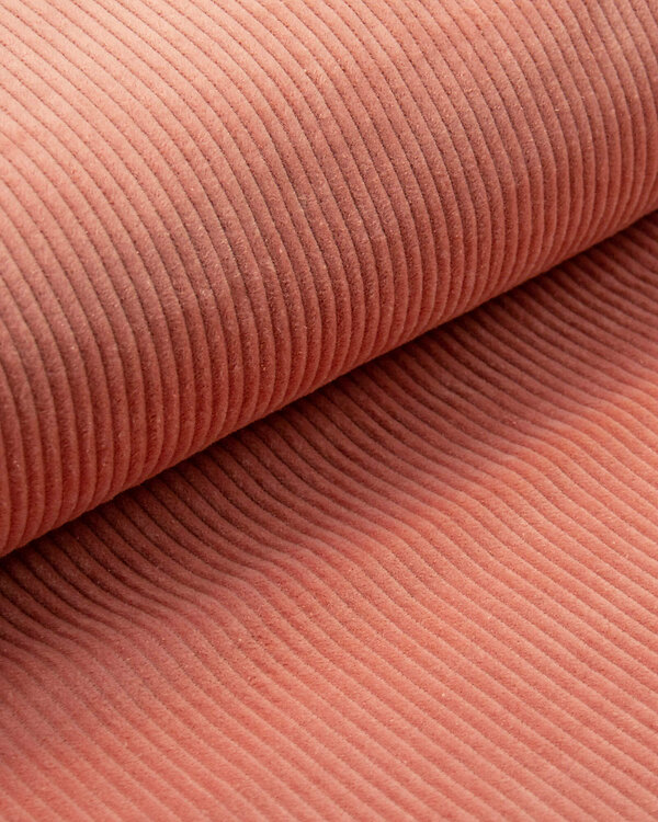 Velours à grosses côtes coton "washed" (rouge saumon)