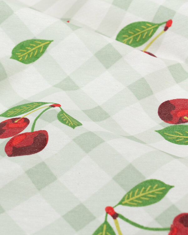 Canevas de coton enduit "Cerises" (offwhite-menthe pastel/rouge)