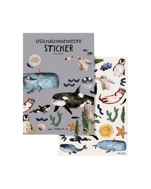 Autocollants résistants au lave-vaisselle "Monde sous-marin" - lot de 30 stickers de halfbird