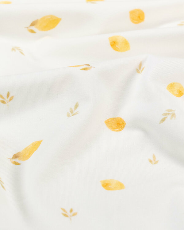 Jersey coton bio "Citron" (offwhite-jaune)