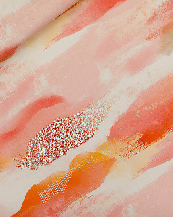 Lin / viscose "Ember Horizon" (offwhite-corail/orange/rose) de See You at Six