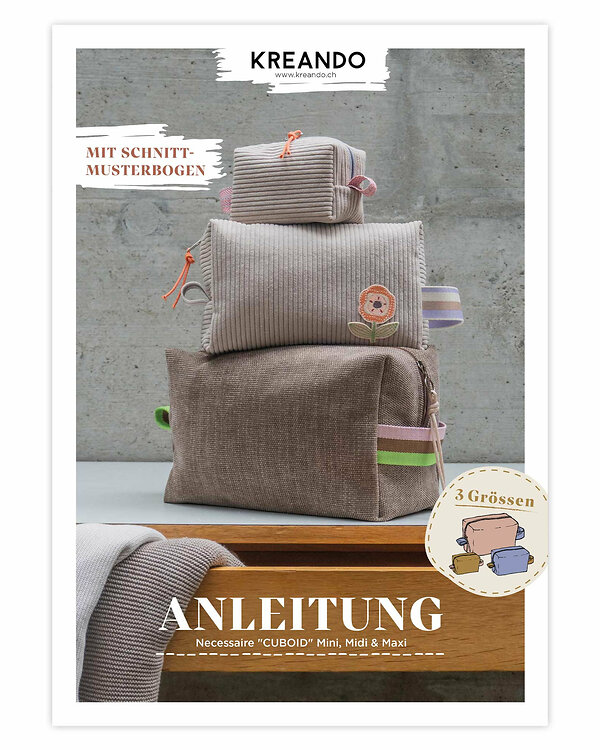 Instructions & patron - Couture - Trousse de toilette "CUBOID" Mini, Midi & Maxi de KREANDO