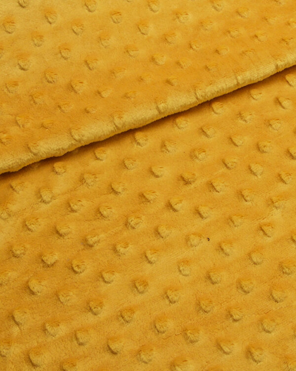 Tissu minky - effet 3D "Pois" (jaune moutarde)