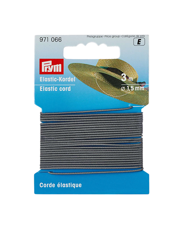 PRYM Cordon élastique Ø 1,5 mm - carton de 3 m (gris) 971066