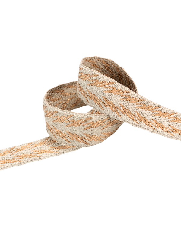 Sangle "Lurex / Sahara / Leaves" (beige-caramel/or)