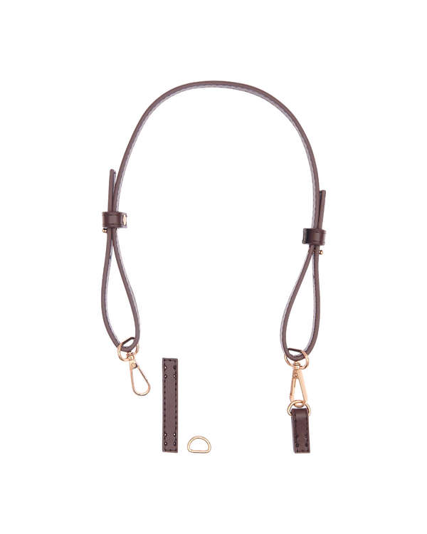 Bandoulière similicuir - courte "Mousqueton" (brun foncé/doré) de RICO DESIGN