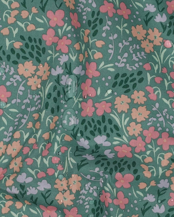 Toile cirée - coton enduit "Petites fleurs" (menthe clair/rose/saumon)