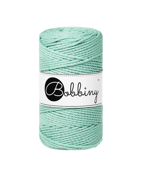 Fil macramé en coton recyclé "Rope Ø 3 mm - jelly mint" (menthe) de Bobbiny