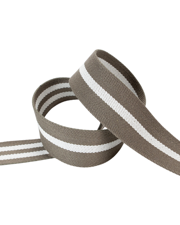 Sangle en mélange de coton "Recycling - Chevron Stripes" 40 mm (kaki-offwhite)