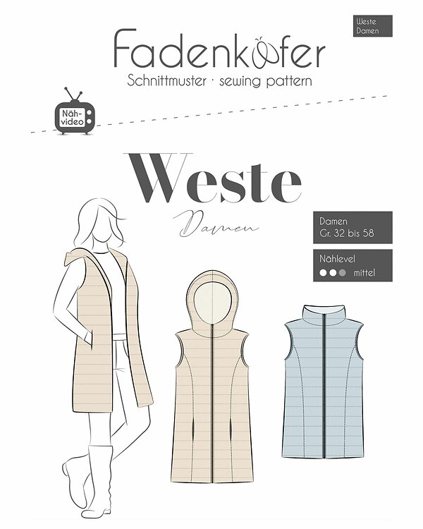 Patron - Gilet/veste pour femmes "Weste" (32-58) de fadenkäfer (en allemand)