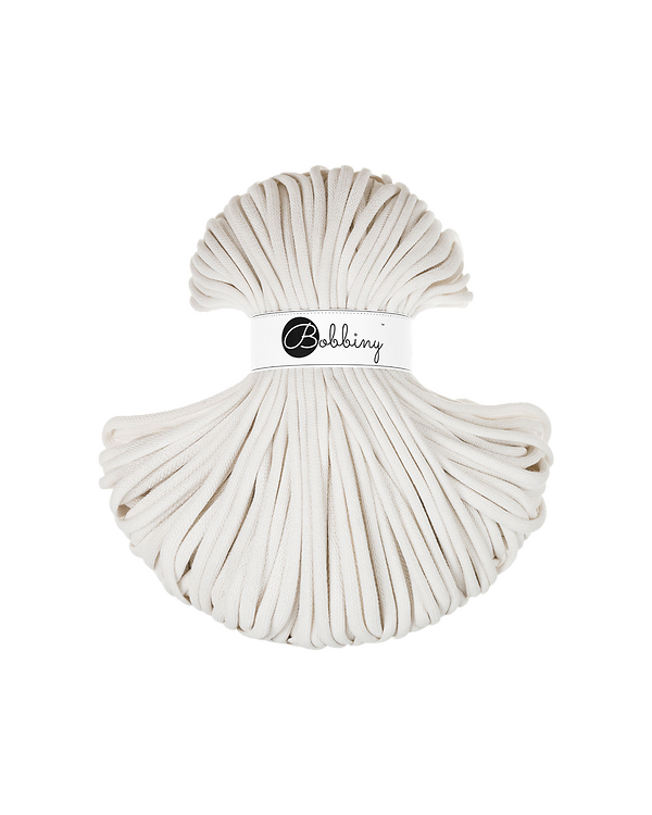 Fil macramé en coton recyclé "Premium Ø 5 mm - off white" (blanc cassé) de Bobbiny