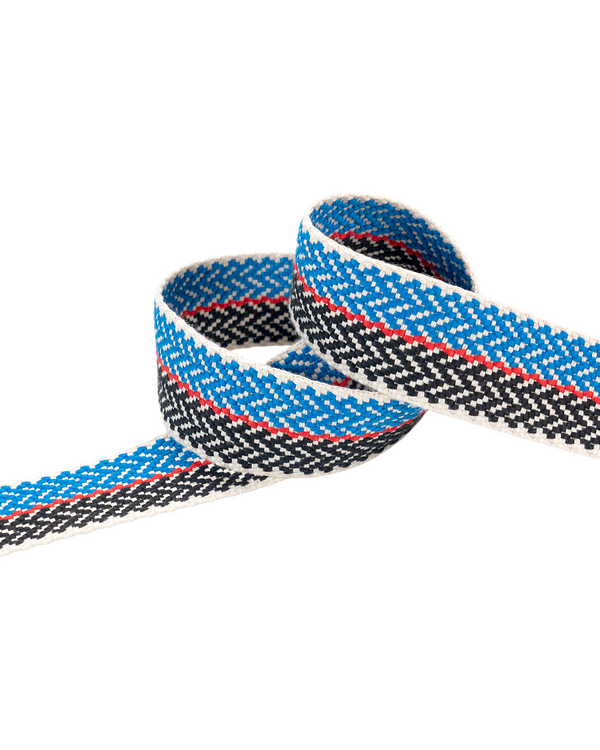 Sangle en coton "Alpine / Zigzag" (offwhite-bleu/noir)