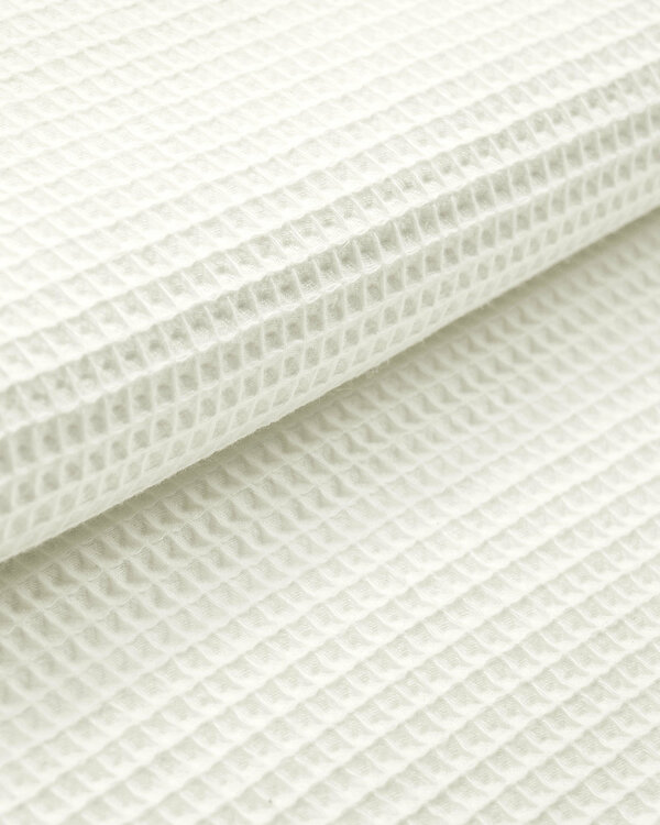 Tissu nid d'abeille/piqué gaufré de coton Mini "uni" (écru)