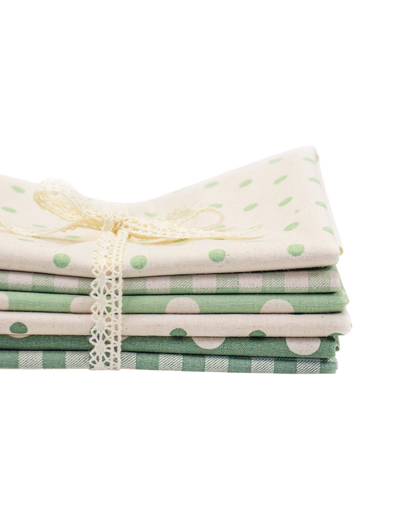 Paquet de tissus - Coton "Nordic Grøn" 6 coupons (nature-vert)