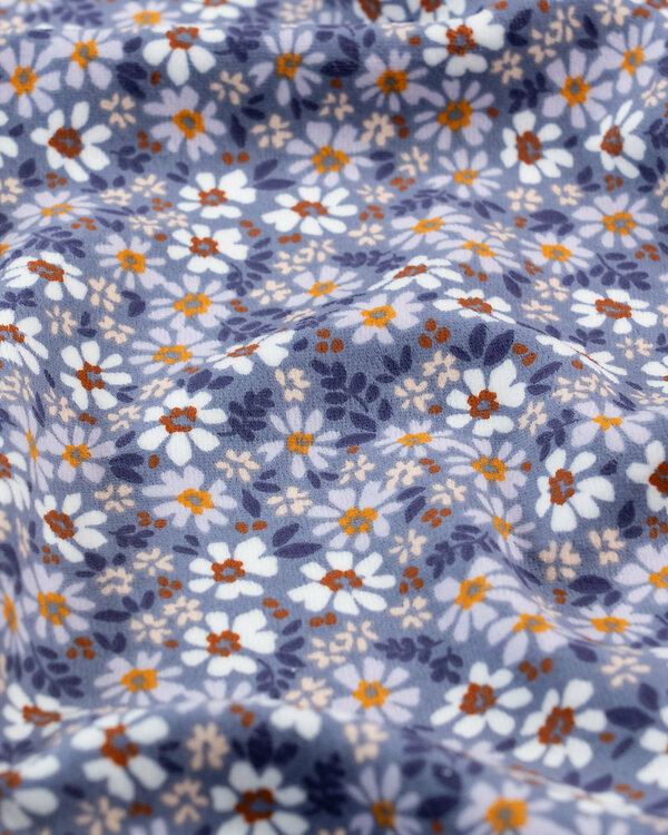 Nicki coton "Fleurs allover" (violet-blanc-jaune moutarde)