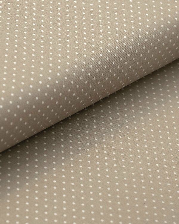 Toile cirée - coton enduit "Points minuscules" (sable-blanc)