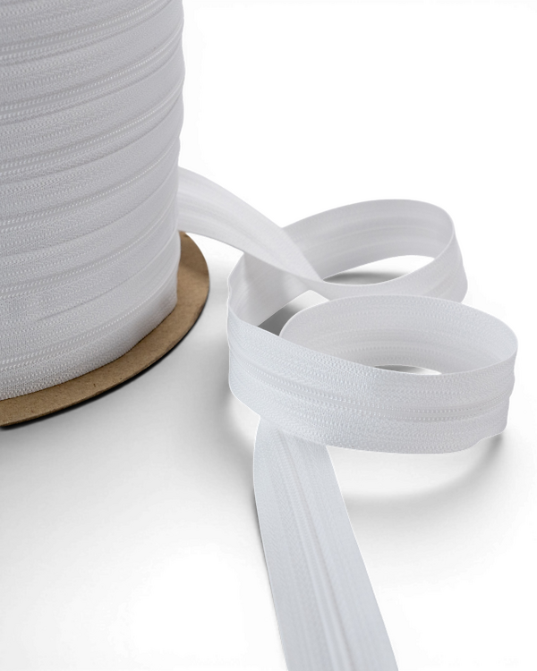 100 m de fermeture éclair "Basic" fine (501 blanc) de YKK