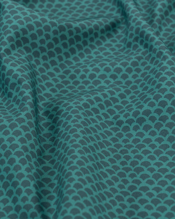 Popeline de coton "Blue Waves" (pétrole vert-pétrole foncé) de la blu