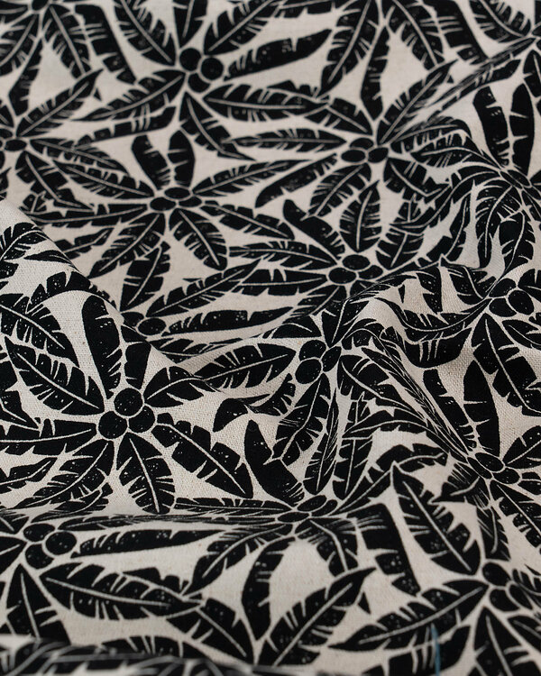 Canevas de coton/lin "Rising Sun - Palm Tree" (nature-noir) de COTTON+STEEL
