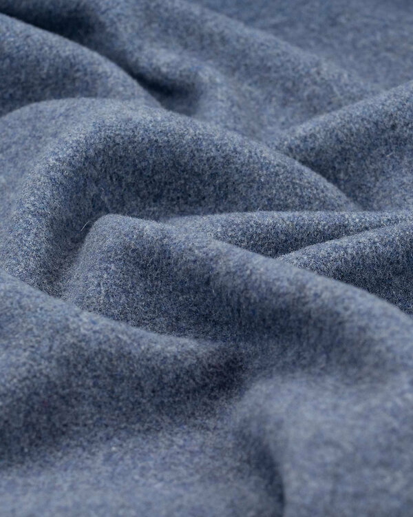 Tissu pour manteaux en laine mélangée "Moelleux - uni" (bleu jean)