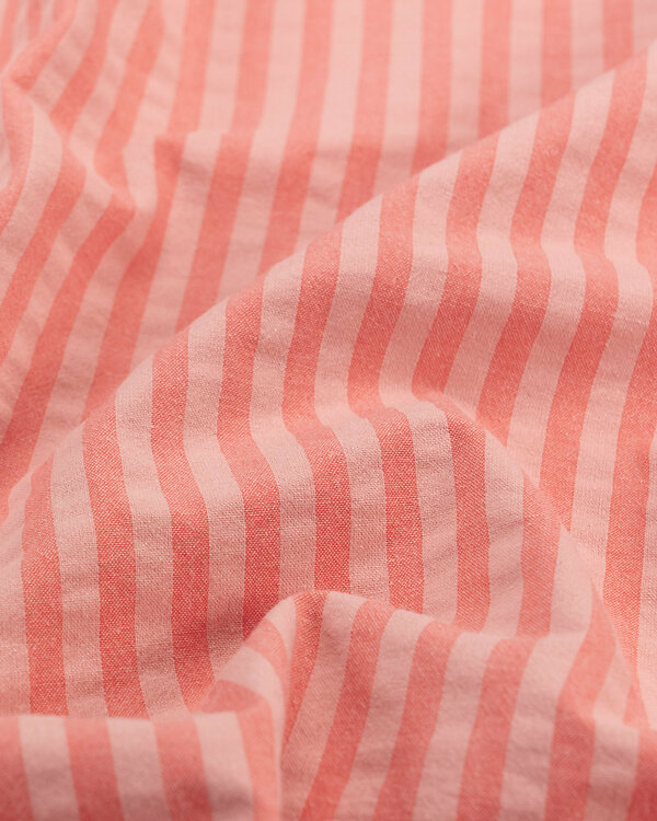 Seersucker coton bio recyclé "Rayures" (rose perle/corail)