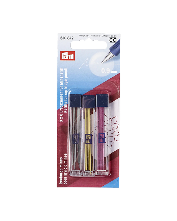 PRYM - Mines de rechange pour stylo à mines "extrafin - 0.9 mm" (multicolore) 610842