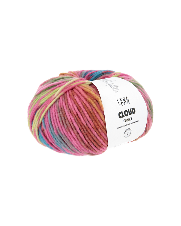 LANG Yarns CLOUD FUNKY - laine mérinos superwash (0027/rose/bleu clair/vert clair/fuchsia)