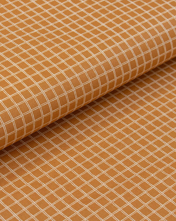 Toile cirée - coton enduit “Grid/mini carreaux” (caramel-blanc)