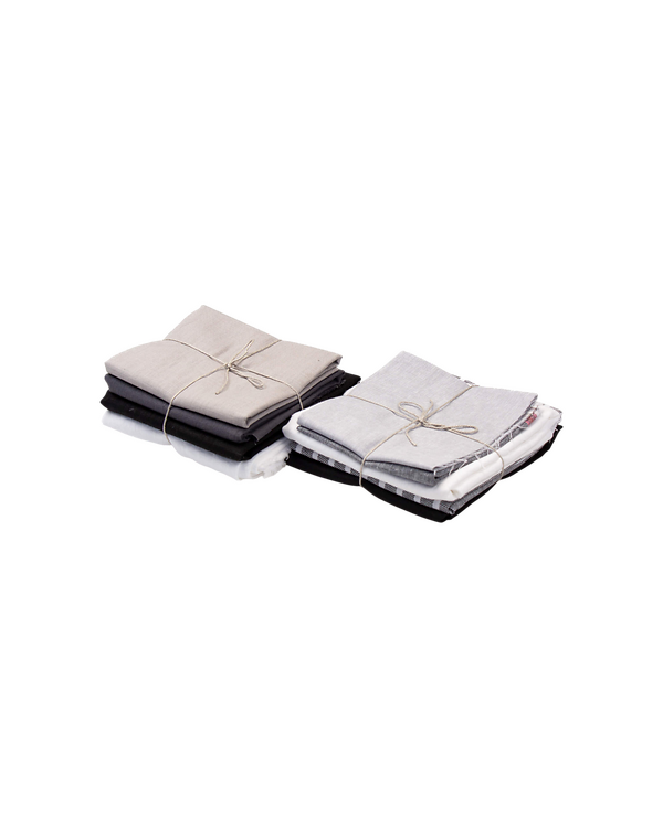 Paquet de restes de tissu "Lin/tissu métis" (noir/gris/blanc)