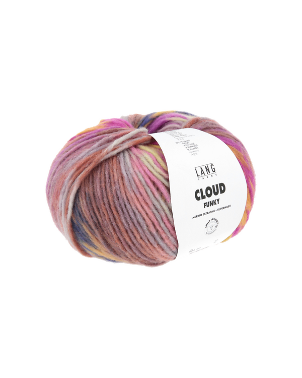 LANG Yarns CLOUD FUNKY - laine mérinos superwash (0023/melon/marine/jaune/mauve)