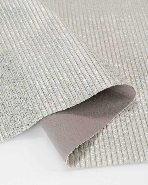 Tissu d'ameublement velours côtelé "Manchester - Midi" (argenté/écru)