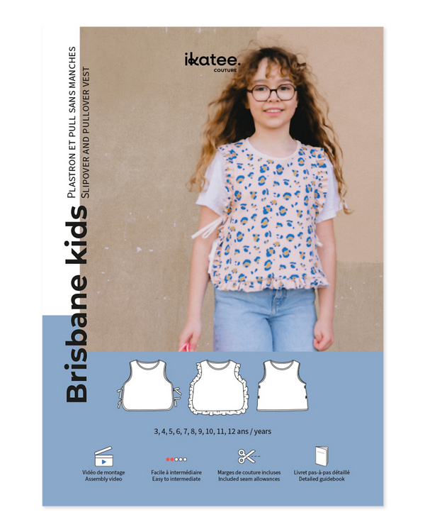 Patron - Plastron/pull sans manches pour enfants "BRISABNE Kids" (3 à 12 ans) de ikatee