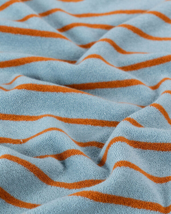Jersey éponge en coton "rayes" (bleu fumée-caramel)