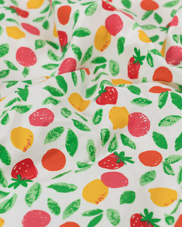 Toile cirée - coton enduit "Navel" (offwhite-vert/rouge/jaune)
