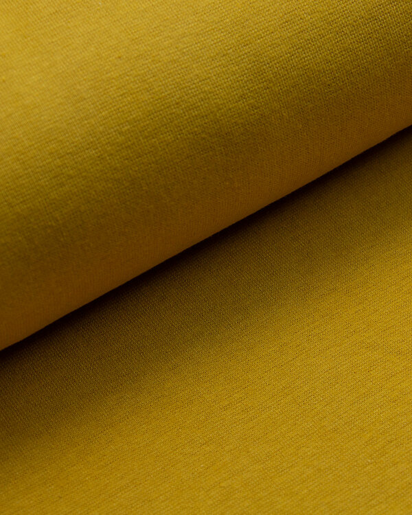 Tissu bord côte bio lisse "Ben" - tubulaire (jaune moutarde)