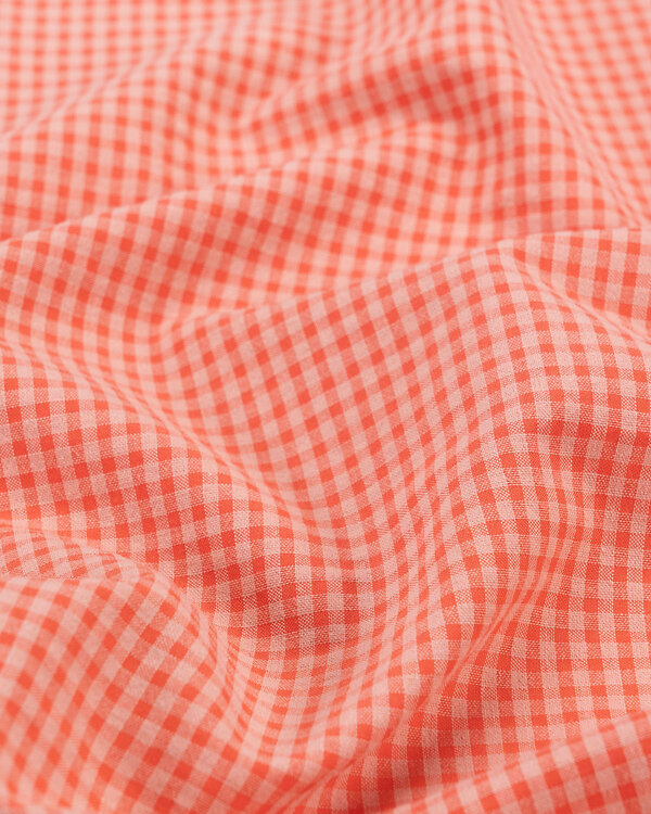 Seersucker coton bio recyclé "Midi Carreaux/Vichy" (rose perle/corail)